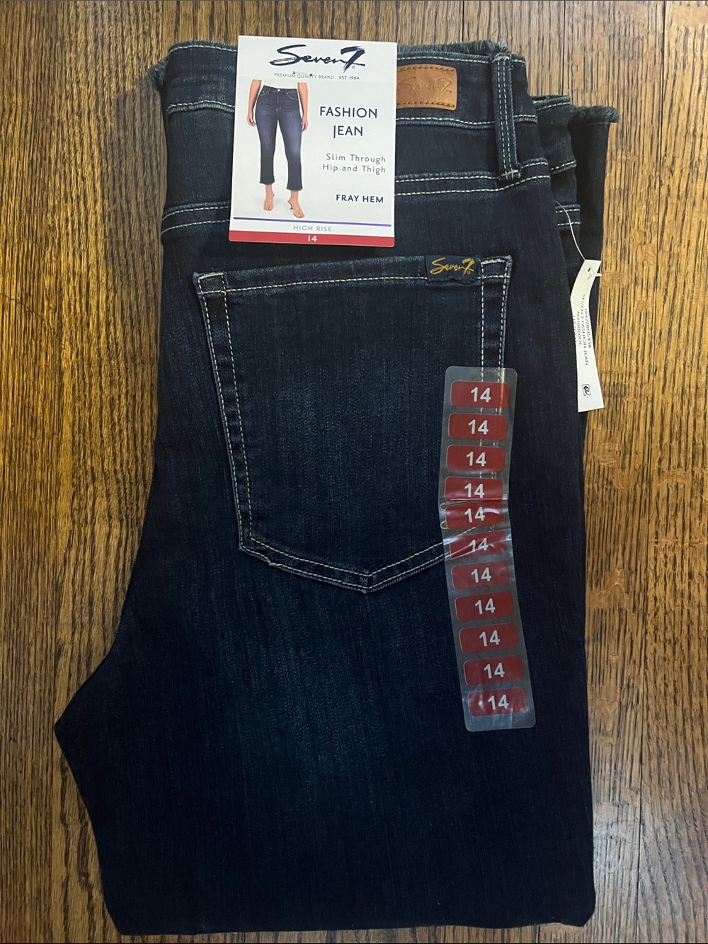 Seven7 Dark Indigo Slim Frayed Hem Jeans